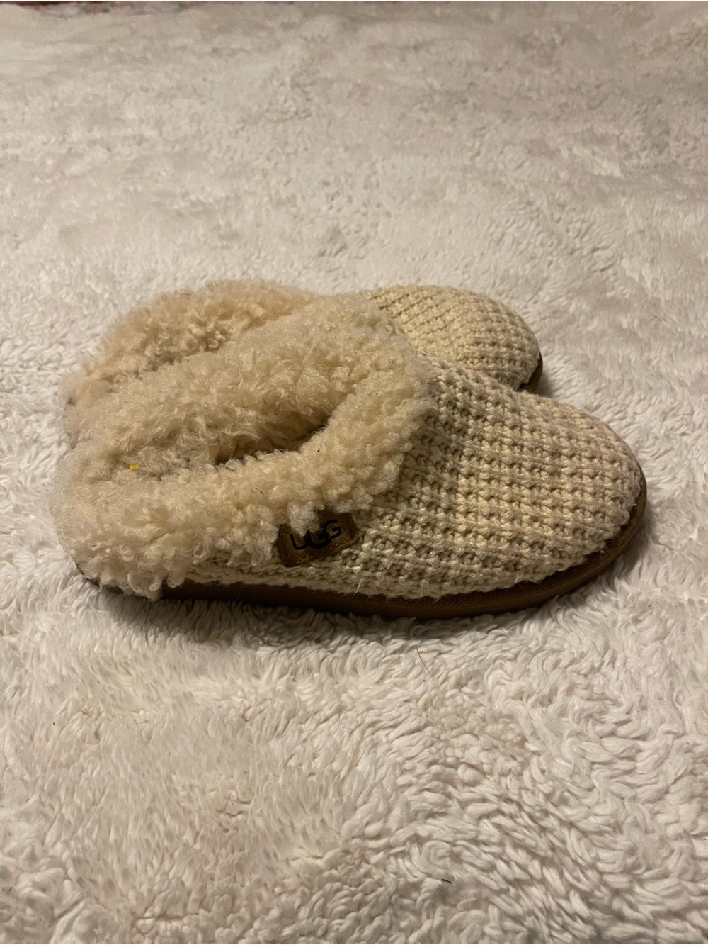 UGG Cozy Slipper 1117659 Cream Knit Shearling Womens Size US 10